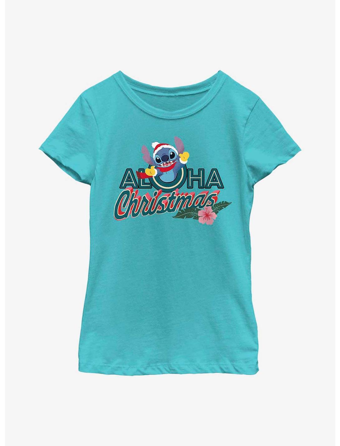 Disney Lilo And Stitch Aloha Christmas Youth Girls T-Shirt, TAHI BLUE, hi-res