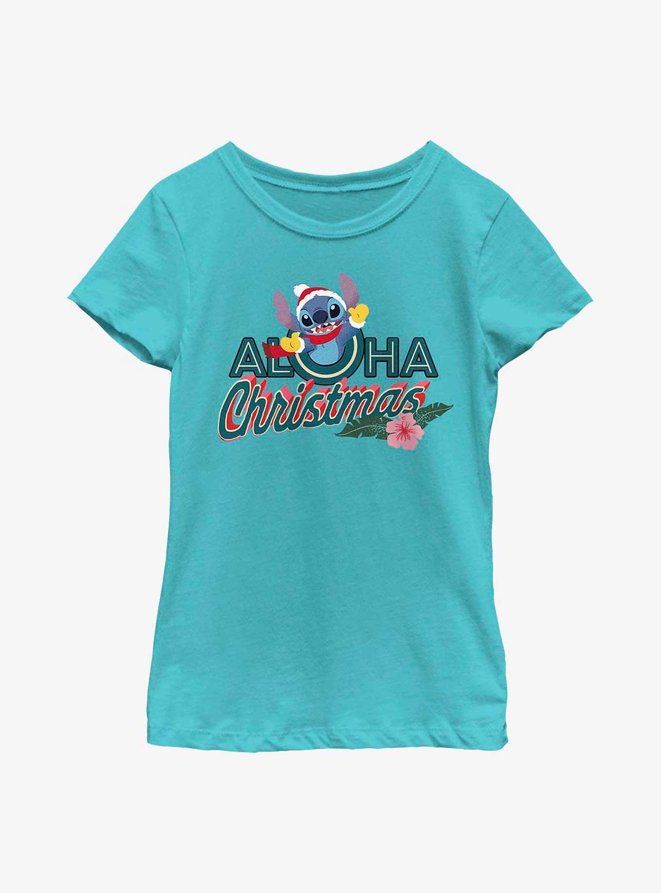 Disney Lilo And Stitch Aloha Christmas Youth Girls T-Shirt, , hi-res