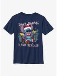 Disney Lilo And Stitch Dear Santa Youth T-Shirt, NAVY, hi-res