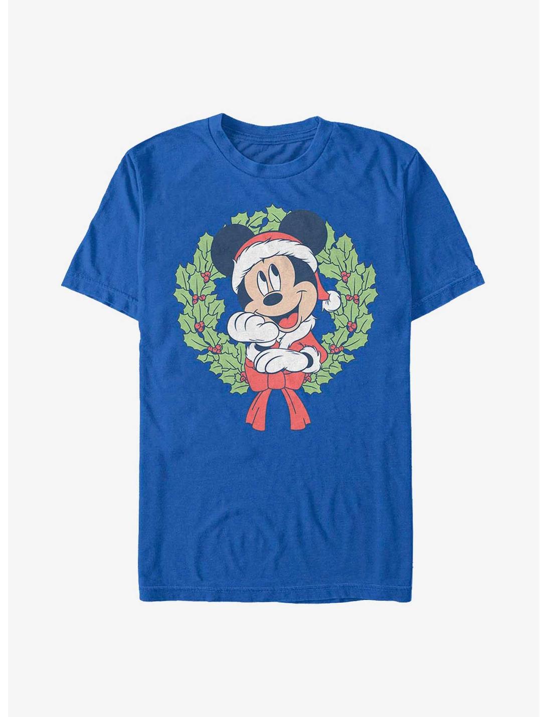 Disney Mickey Mouse Christmas Wreath T-Shirt, ROYAL, hi-res