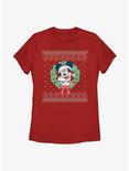 Disney Mickey Mouse Ugly Christmas Sweater Wreath Womens T-Shirt, RED, hi-res