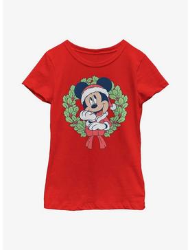 Disney Mickey Mouse Christmas Wreath Youth Girls T-Shirt, , hi-res