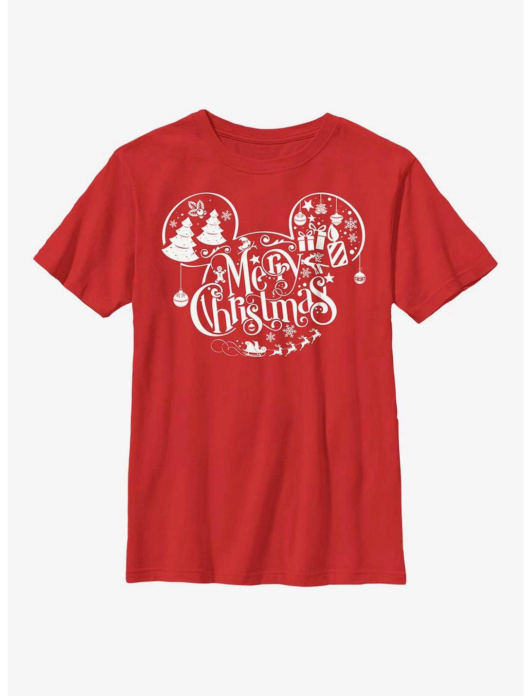 Disney Mickey Mouse Holiday Ears Fill Youth T-Shirt, RED, hi-res