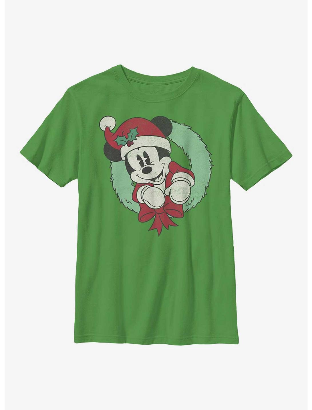 Disney Mickey Mouse Vintage Wreath Youth T-Shirt, KELLY, hi-res