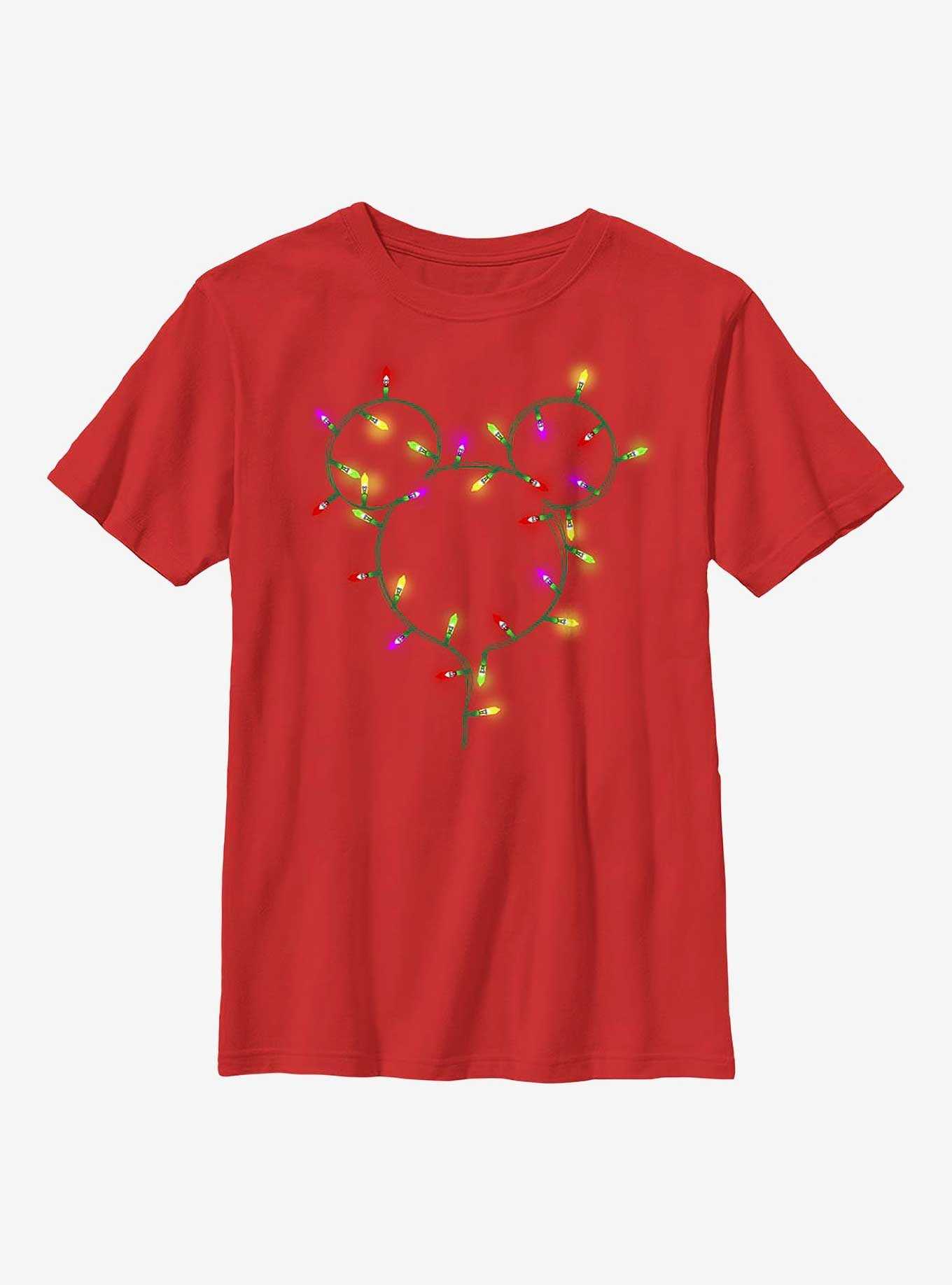 Disney Mickey Mouse Christmas Light Strand Youth T-Shirt, , hi-res