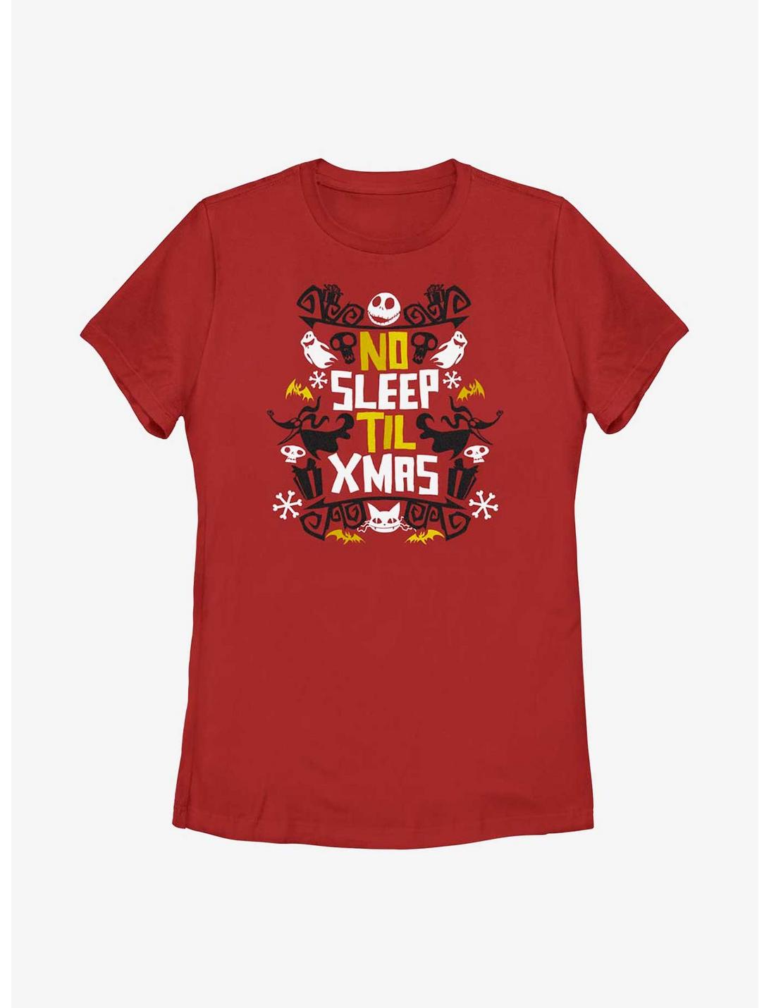 The Nightmare Before Christmas No Sleep Womens T-Shirt, RED, hi-res