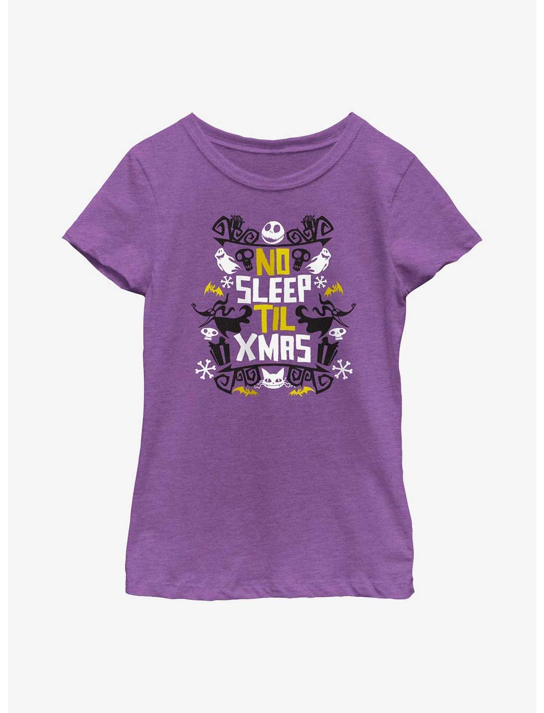 The Nightmare Before Christmas No Sleep Youth Girls T-Shirt, PURPLE BERRY, hi-res