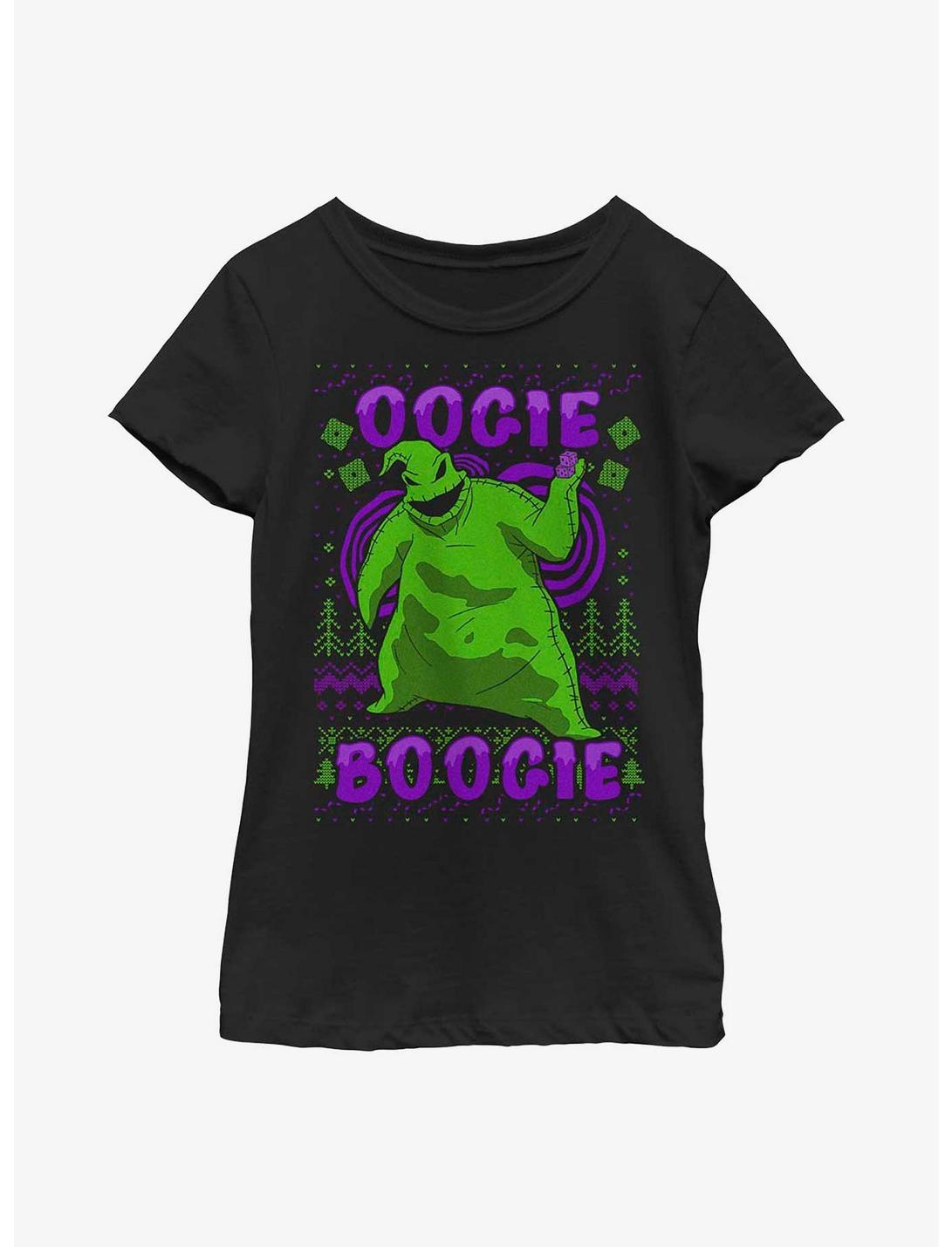 The Nightmare Before Christmas Oogie Boogie Ugly Sweater Youth Girls T-Shirt, BLACK, hi-res