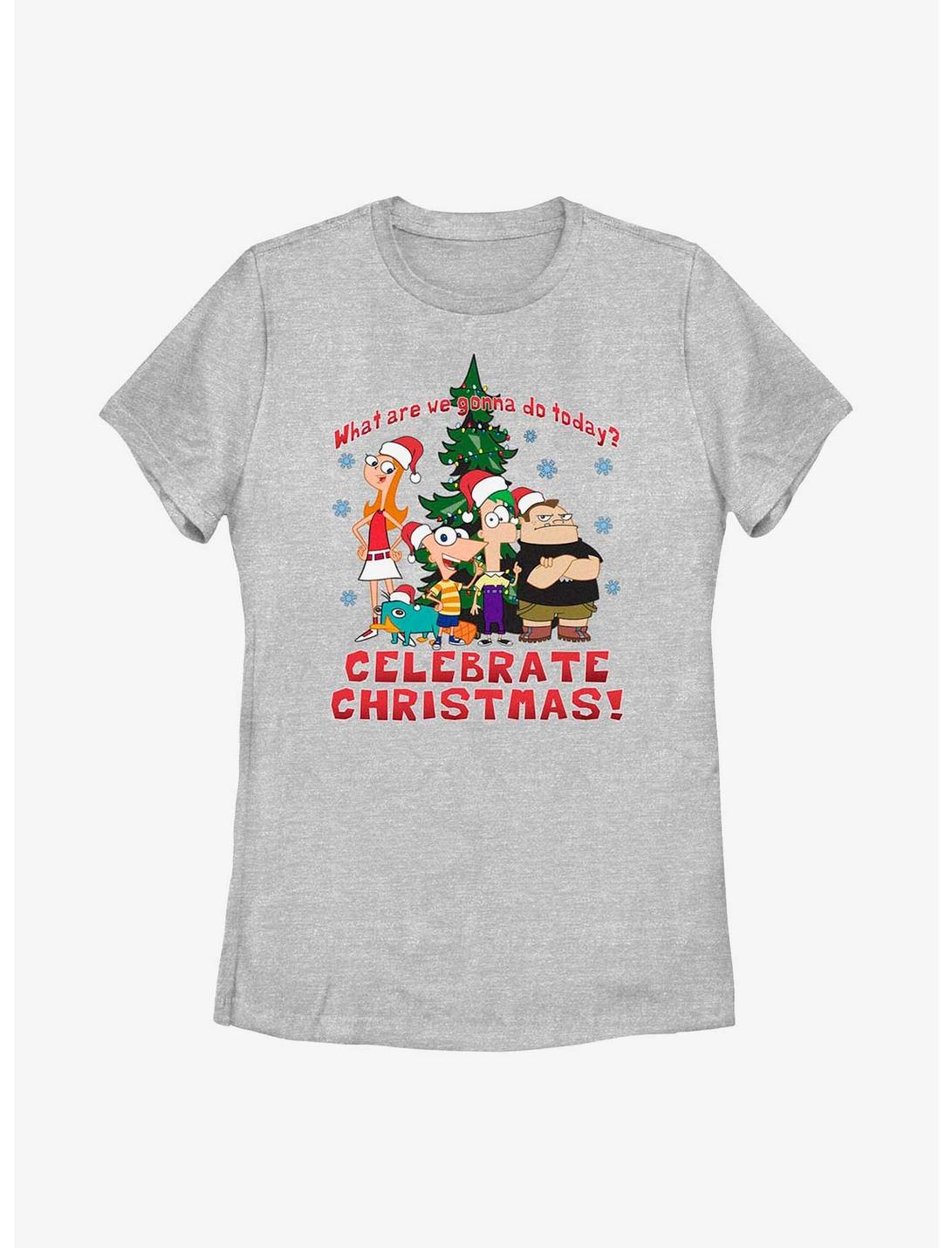 Disney Phineas And Ferb Celebrate Christmas Womens T-Shirt, ATH HTR, hi-res