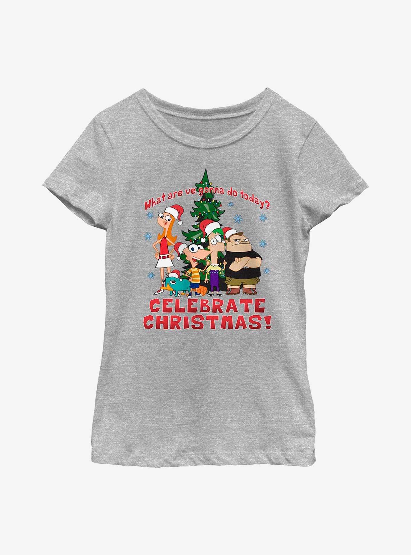 Disney Phineas And Ferb Celebrate Christmas Youth Girls T-Shirt, , hi-res