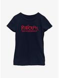 Rudolph The Red-Nosed Reindeer Logo Youth Girls T-Shirt, NAVY, hi-res