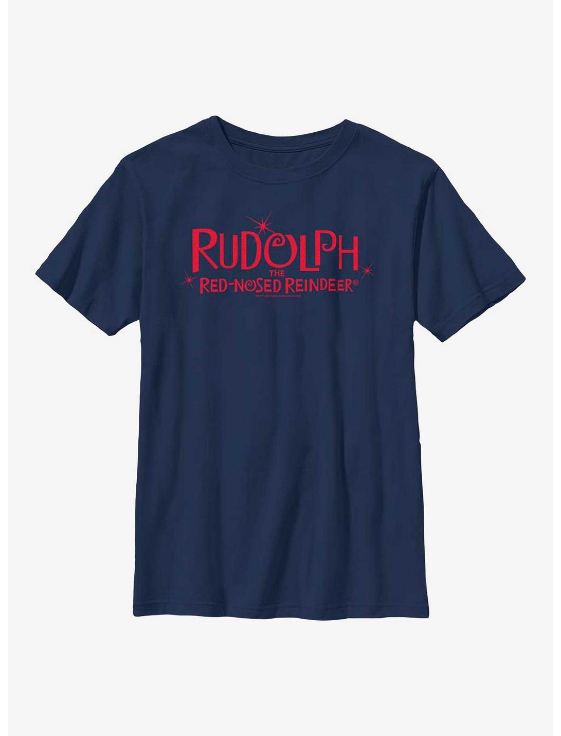 Rudolph The Red-Nosed Reindeer Logo Youth T-Shirt, NAVY, hi-res