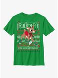 Rudolph The Red-Nosed Reindeer Ugly Sweater Youth T-Shirt, KELLY, hi-res