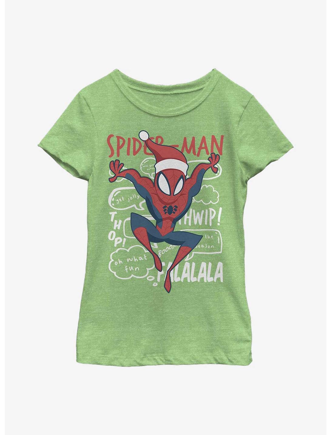 Marvel Spider-Man Carolling Spidey Youth Girls T-Shirt, GRN APPLE, hi-res