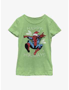 Marvel Spider-Man Happy Holidays Youth Girls T-Shirt, , hi-res