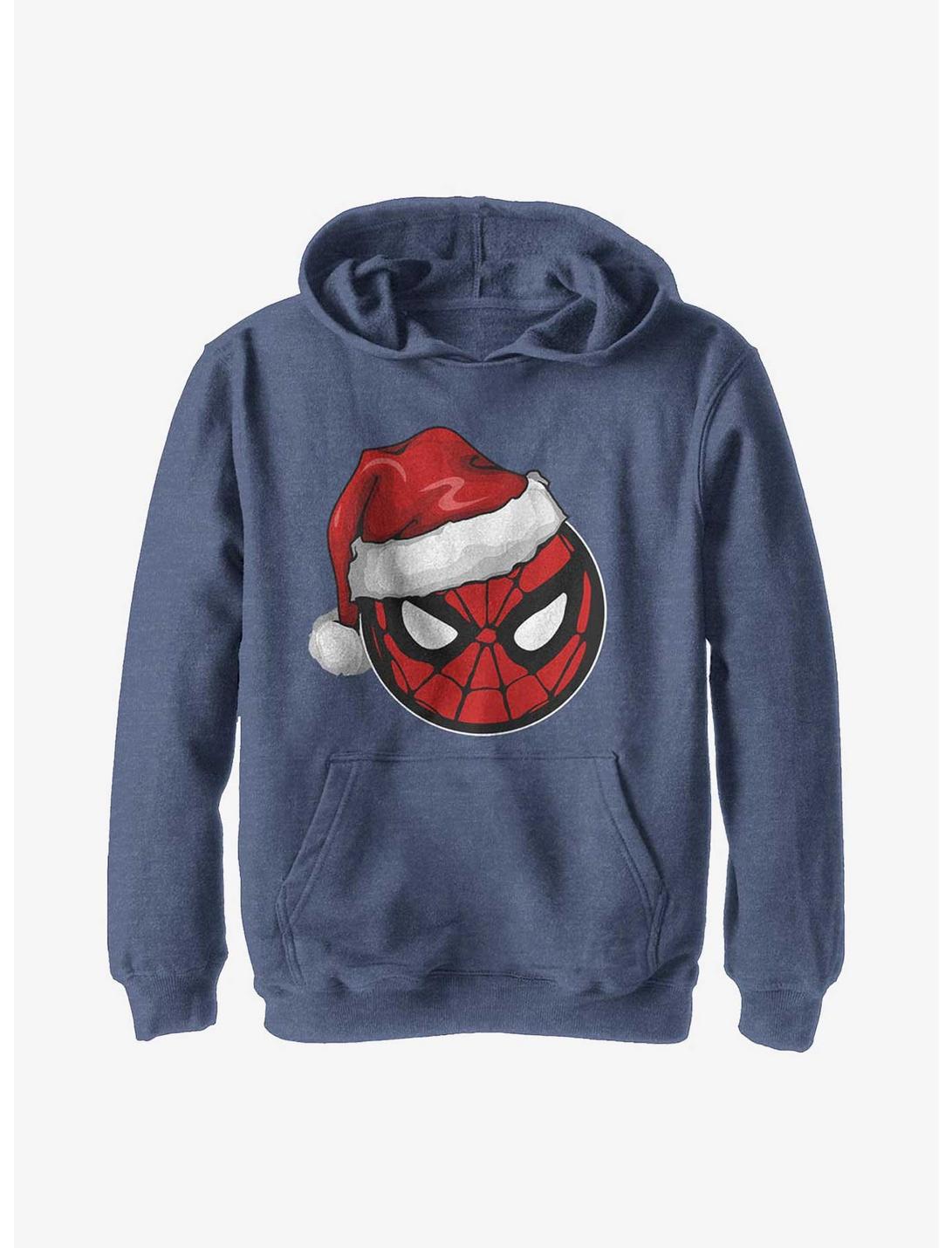 Marvel Spider-Man Spidey Santa Hat Youth Hoodie, NAVY HTR, hi-res