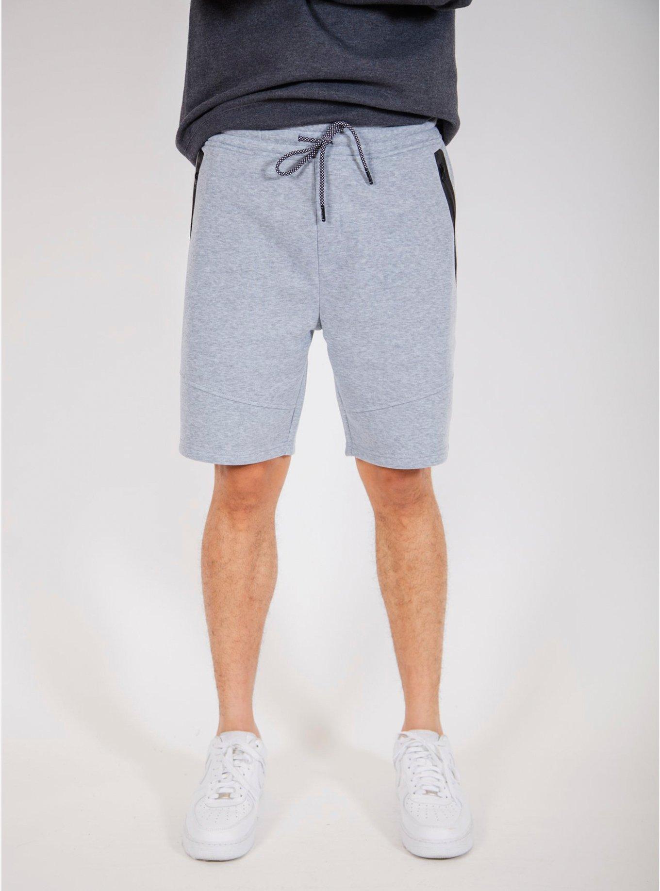 Heather Grey Diagonal Heat Seal Zip Shorts