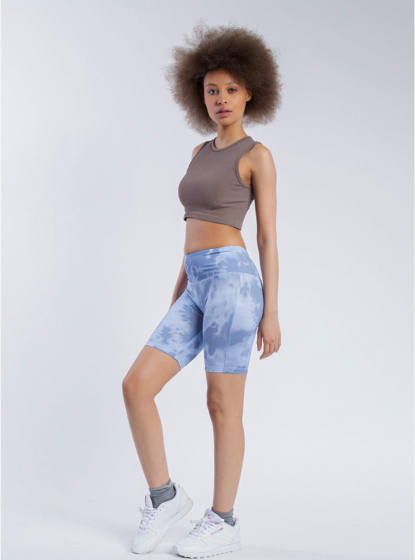 Inseam Dusty Blue Tonal Tie Dye Biker Shorts, BLUE, hi-res