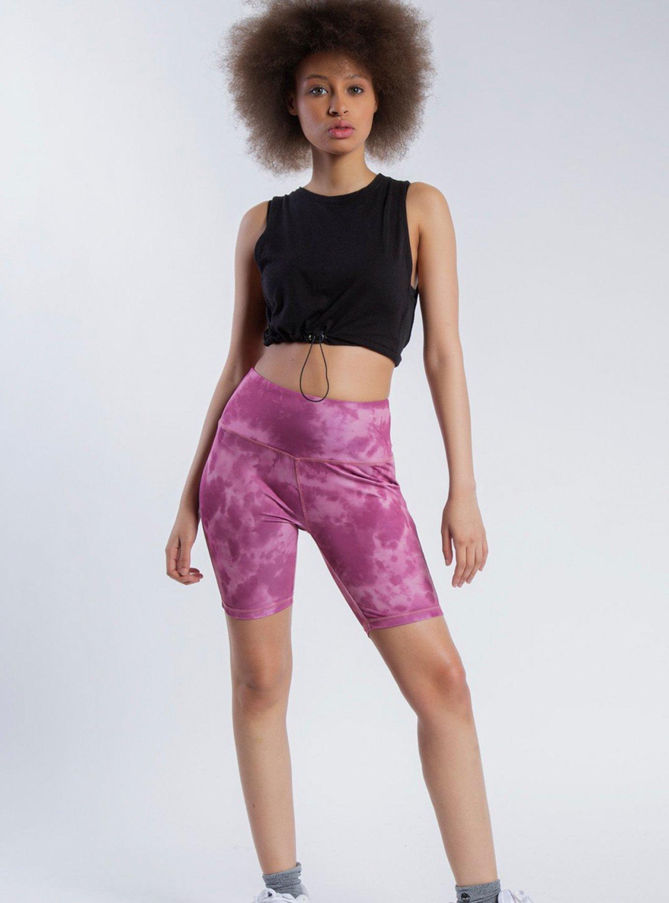 Inseam Dusty Rose Tonal Tie Dye Biker Shorts, PINK, hi-res