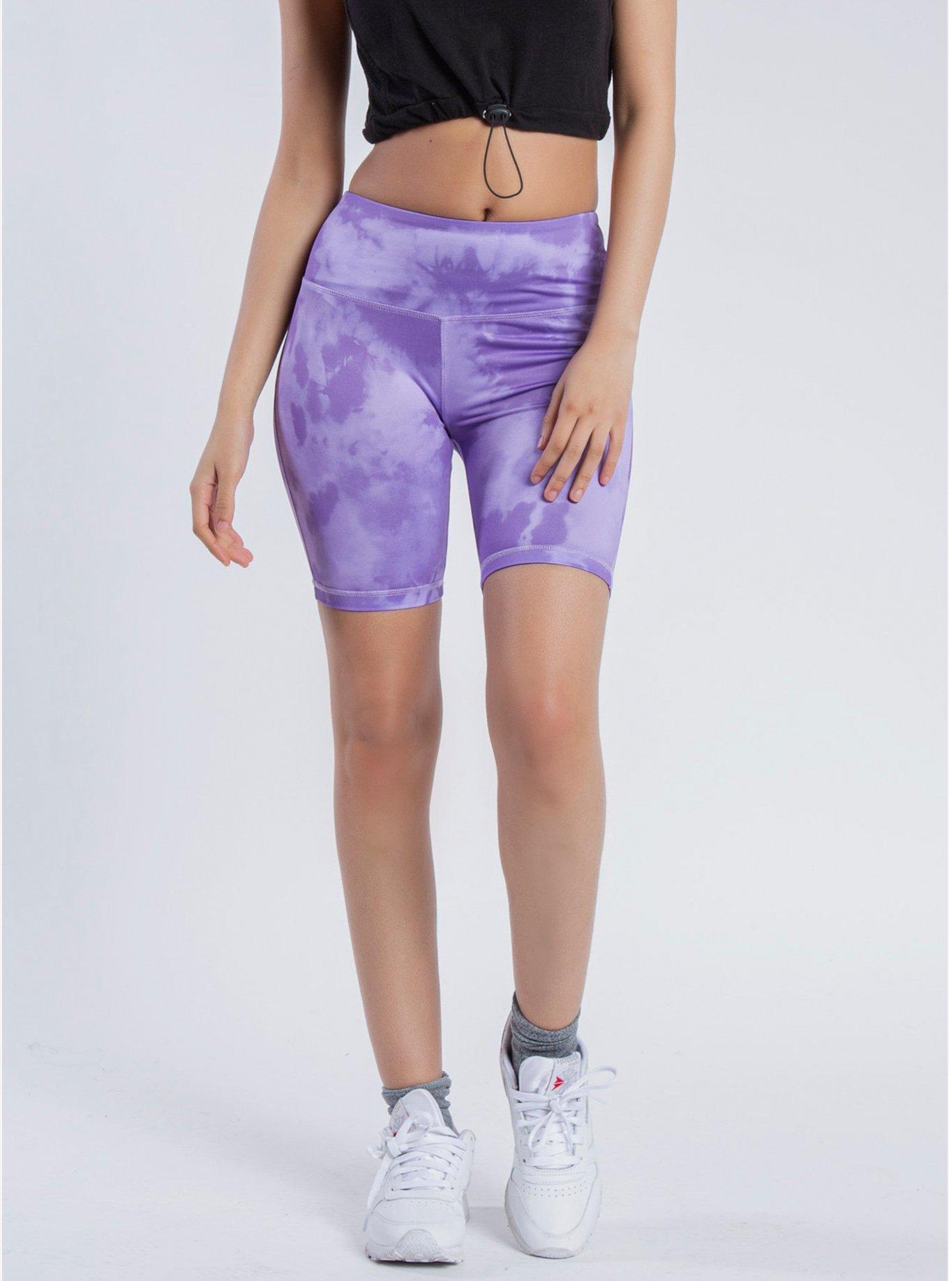 Inseam Lavender Tonal Tie Dye Biker Shorts, PURPLE, hi-res