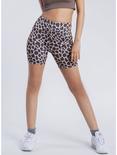 5" Inseam Leopard Biker Shorts, LEOPARD - BROWN, hi-res