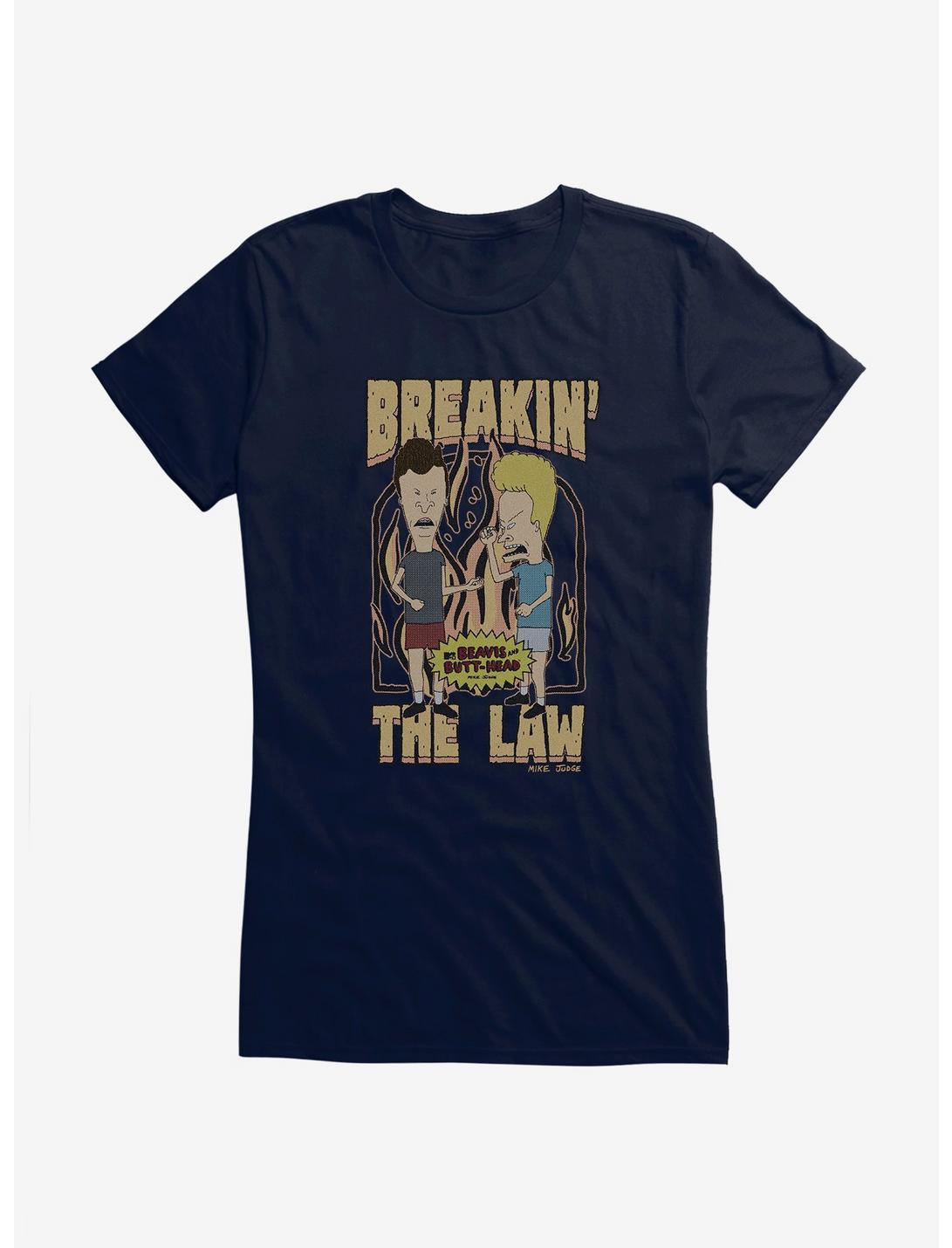 Beavis And Butthead Breakin The Law Girls T-Shirt, NAVY, hi-res