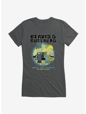Beavis And Butthead Rock The World Girls T-Shirt, CHARCOAL, hi-res