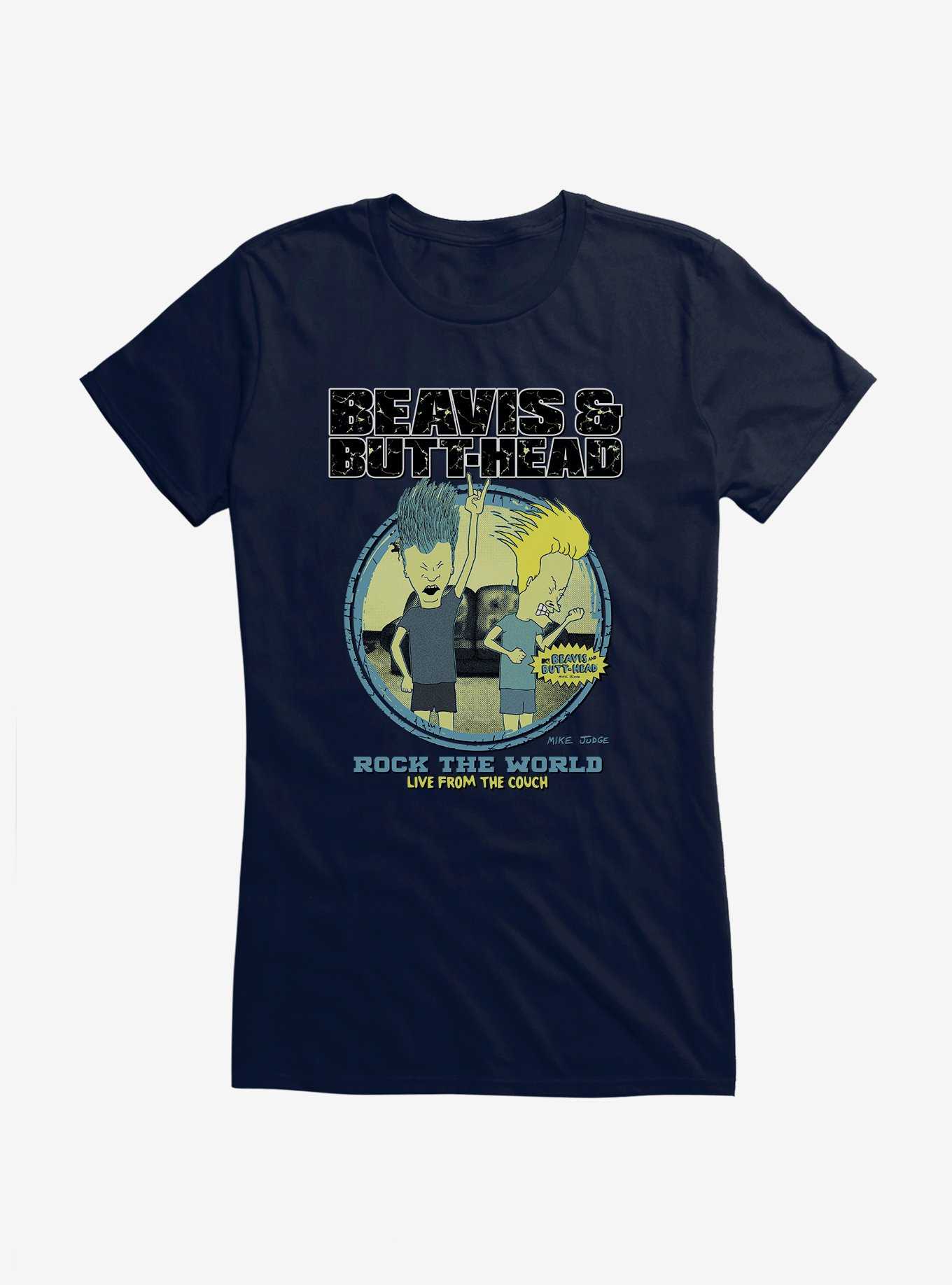 Beavis And Butthead Rock The World Girls T-Shirt, NAVY, hi-res