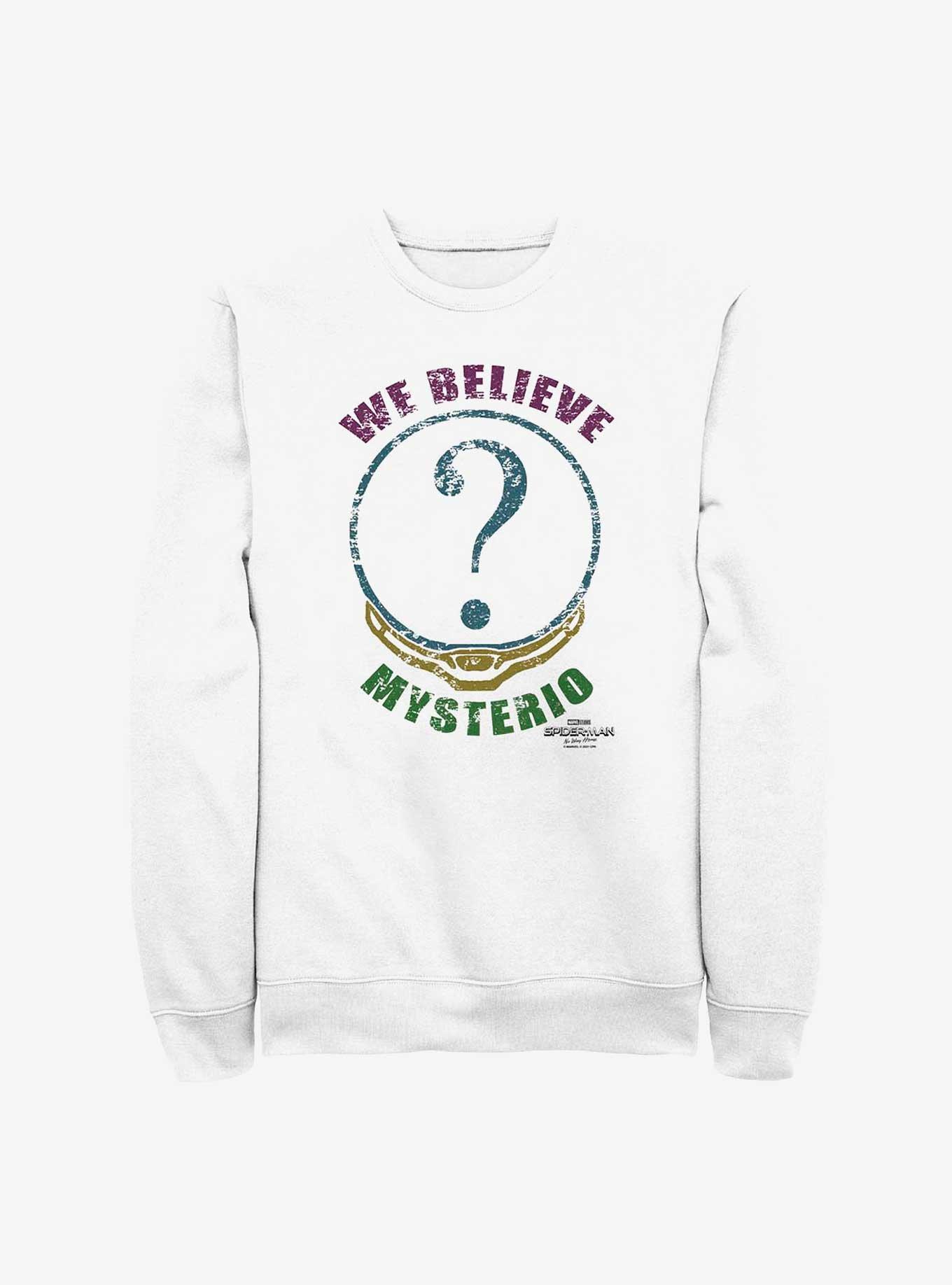 Marvel Spider-Man: No Way Home We Believe Mysterio Crew Sweatshirt, WHITE, hi-res