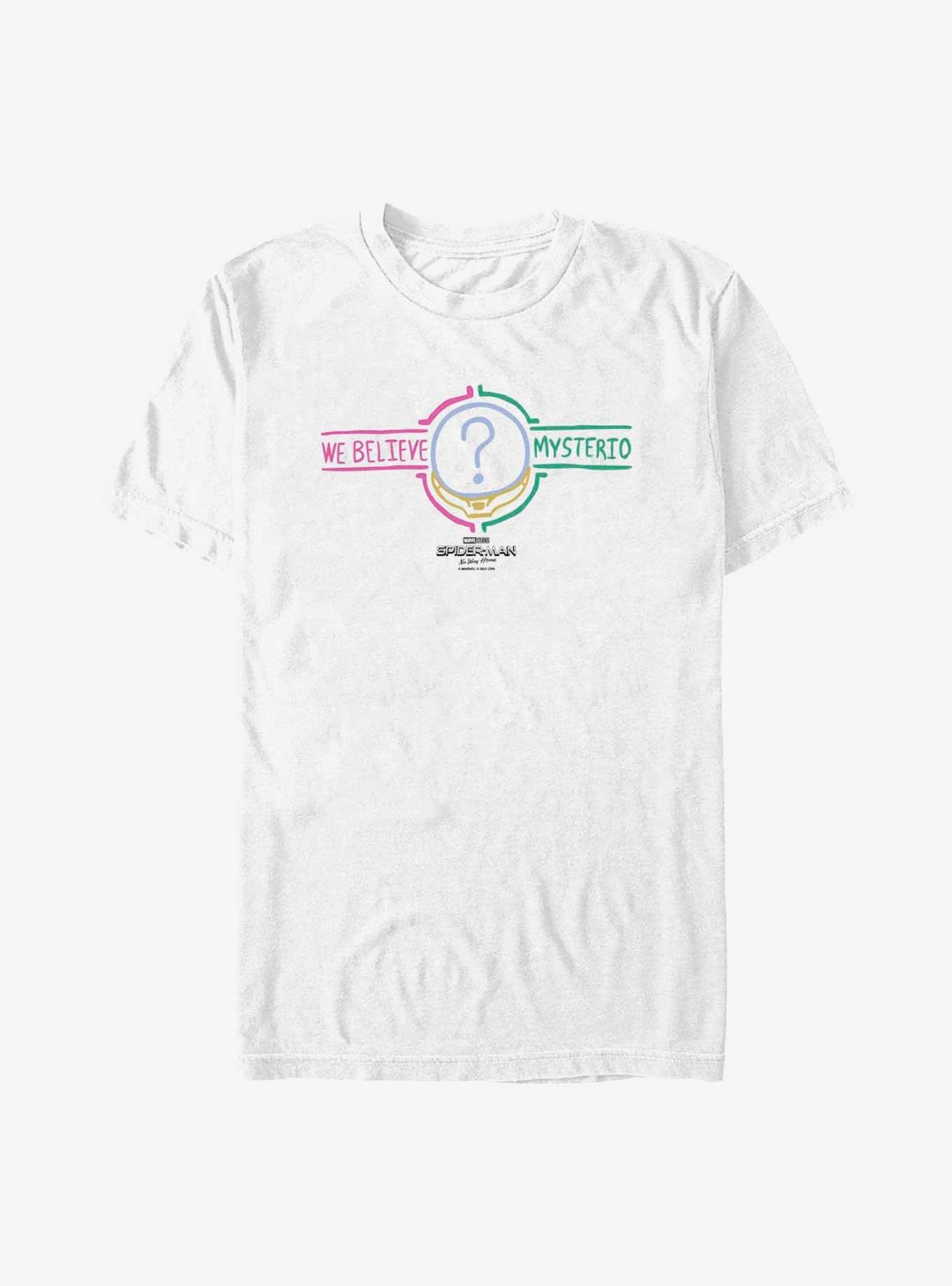 Marvel Spider-Man: No Way Home We Believe Mysterio Question T-Shirt, WHITE, hi-res