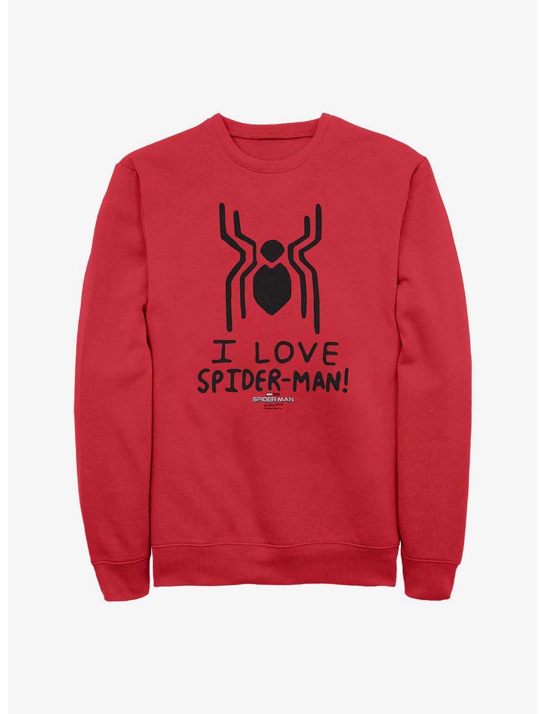 Marvel Spider-Man: No Way Home Spider Love Crew Sweatshirt, RED, hi-res