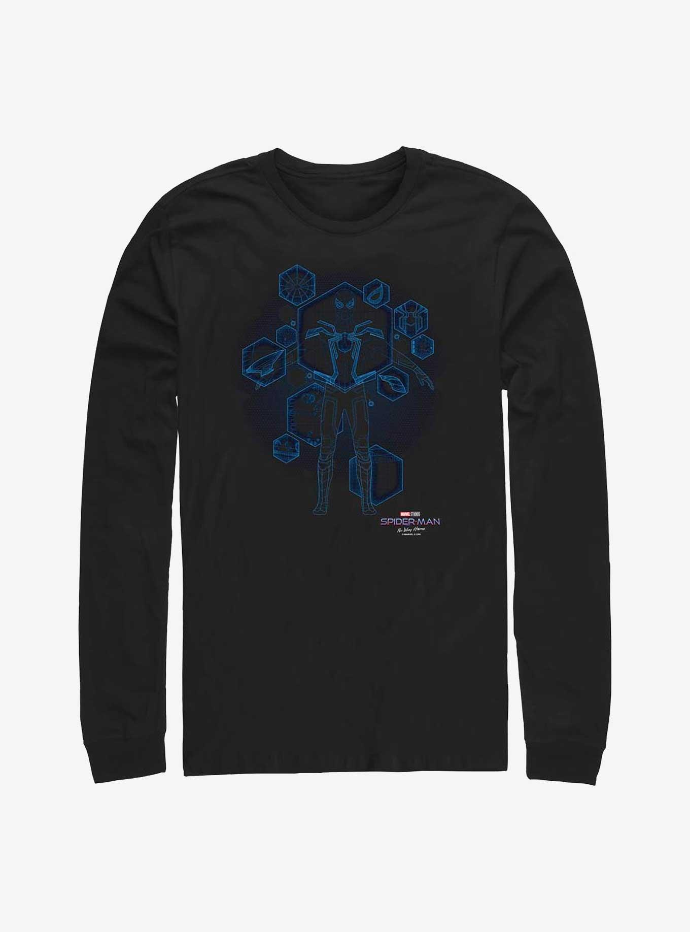 Marvel Spider-Man: No Way Home Blue Print Ready Long-Sleeve T-Shirt, BLACK, hi-res