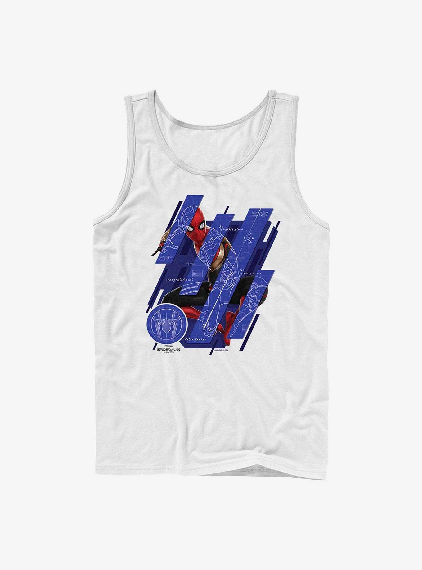 Marvel Spider-Man: No Way Home Schematic Panels Tank, WHITE, hi-res