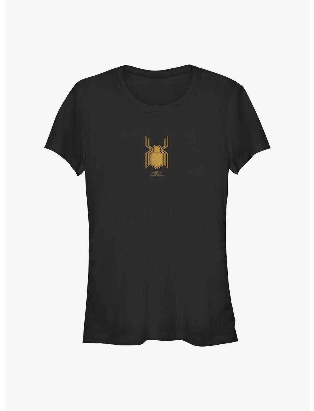 Marvel Spider-Man: No Way Home Black Suit Gold Logo Girls T-Shirt, BLACK, hi-res