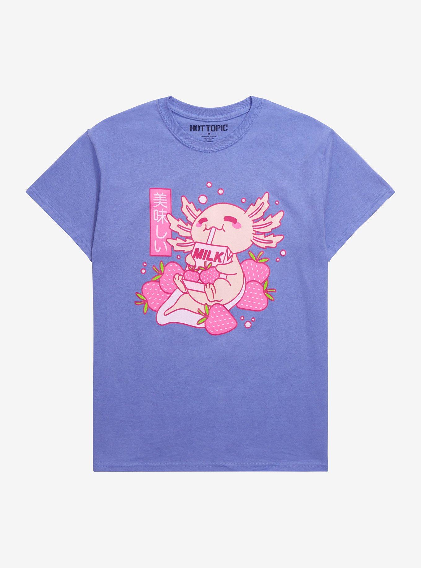 Axolotl Strawberry Milk T-Shirt, LAVENDER, hi-res