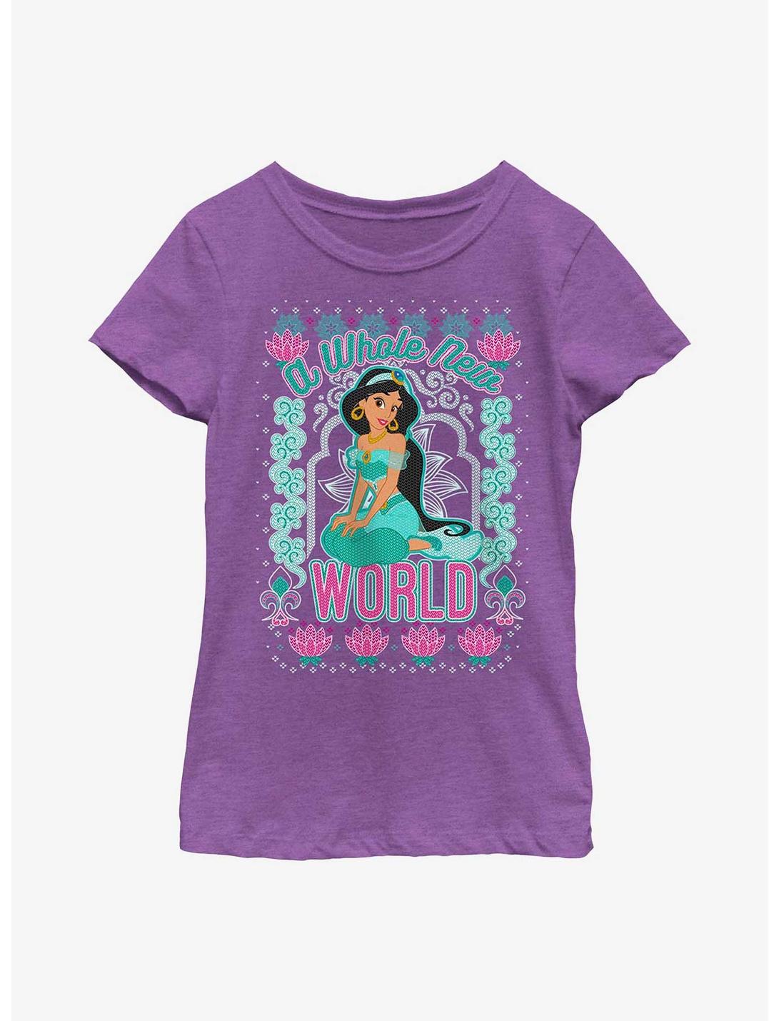 Disney Aladdin Jasmine A Whole New World Pattern Youth Girls T-Shirt, PURPLE BERRY, hi-res