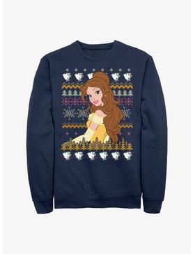 Disney Beauty And The Beast Belle Teacup Ugly Sweater Pattern Sweatshirt, NAVY, hi-res