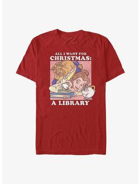 Disney Beauty And The Beast A Library Christmas Present T-Shirt, , hi-res