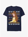 Disney Beauty And The Beast Belle Teacup Ugly Sweater Pattern T-Shirt, NAVY, hi-res