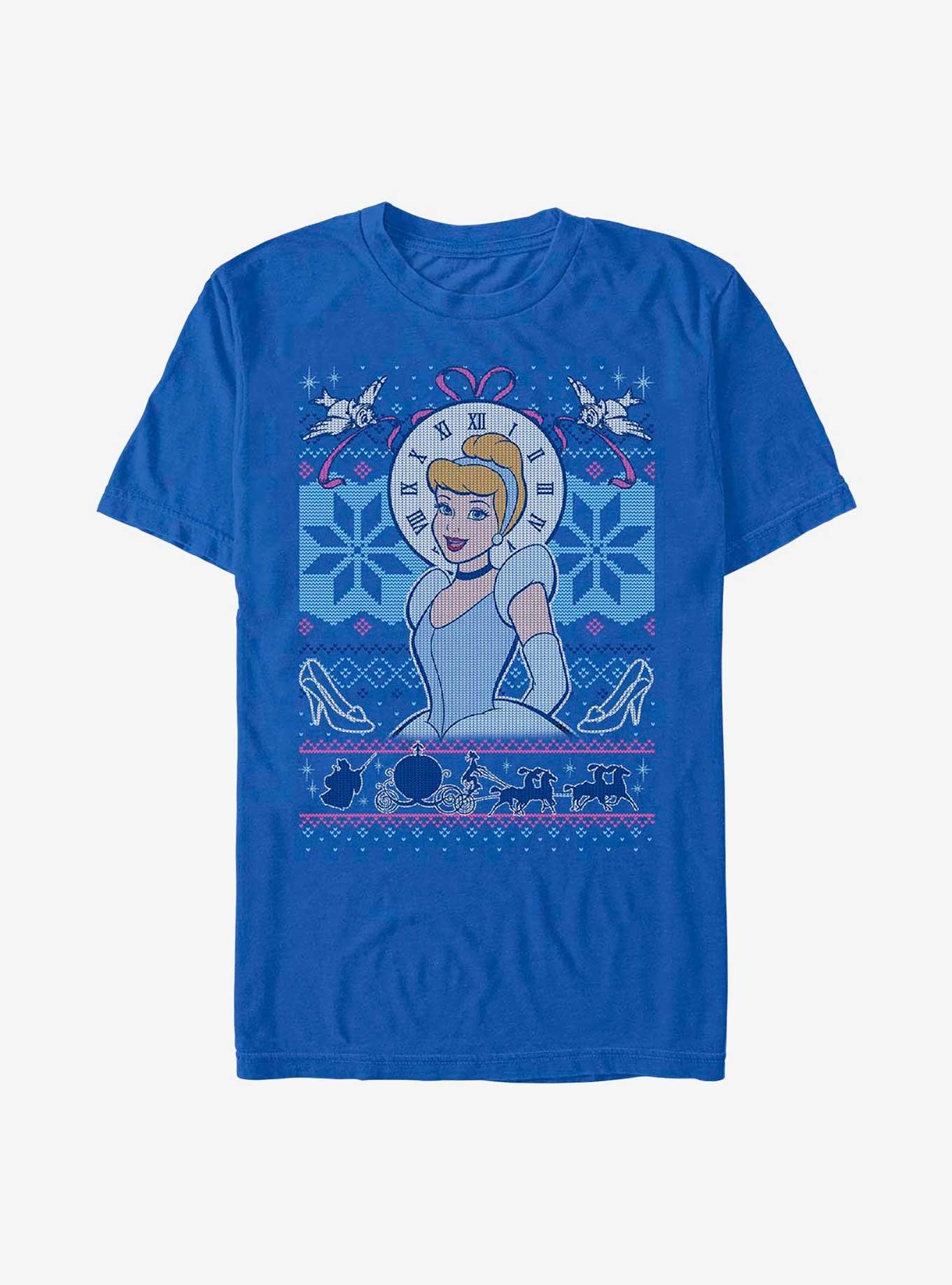 Disney Cinderella Ugly Sweater Pattern T-Shirt, ROYAL, hi-res