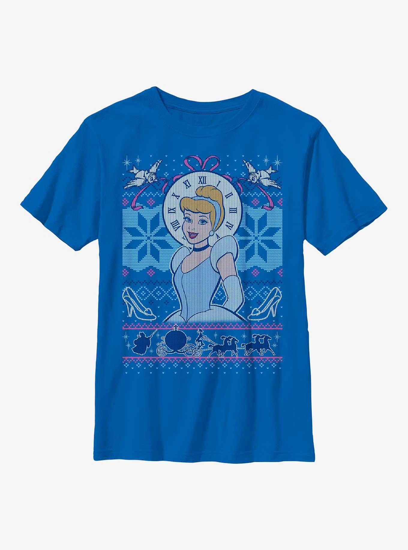 Disney Cinderella Ugly Sweater Pattern Youth T-Shirt, ROYAL, hi-res