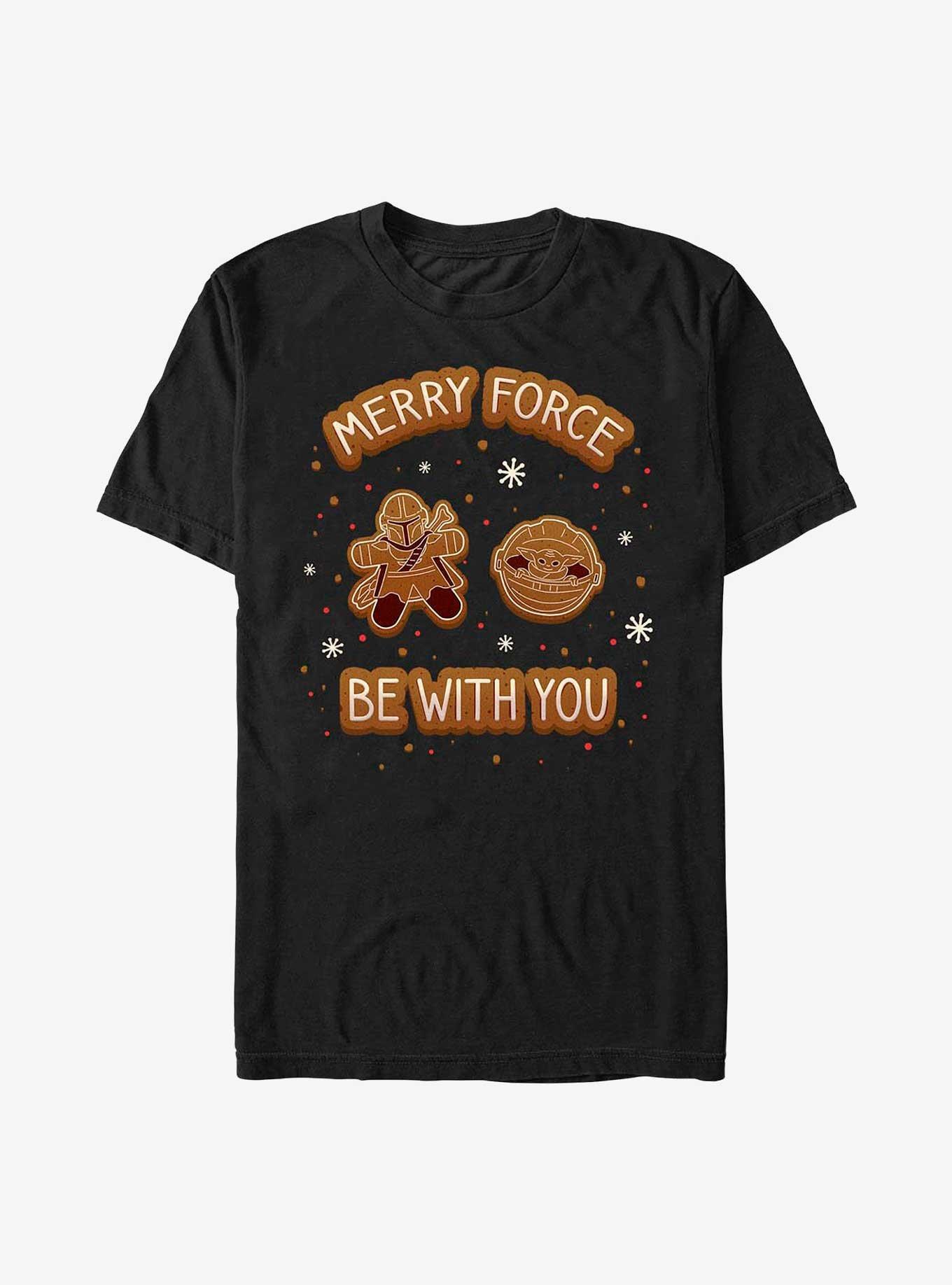 Star Wars The Mandalorian Merry Force Be With You Cookies T-Shirt, BLACK, hi-res