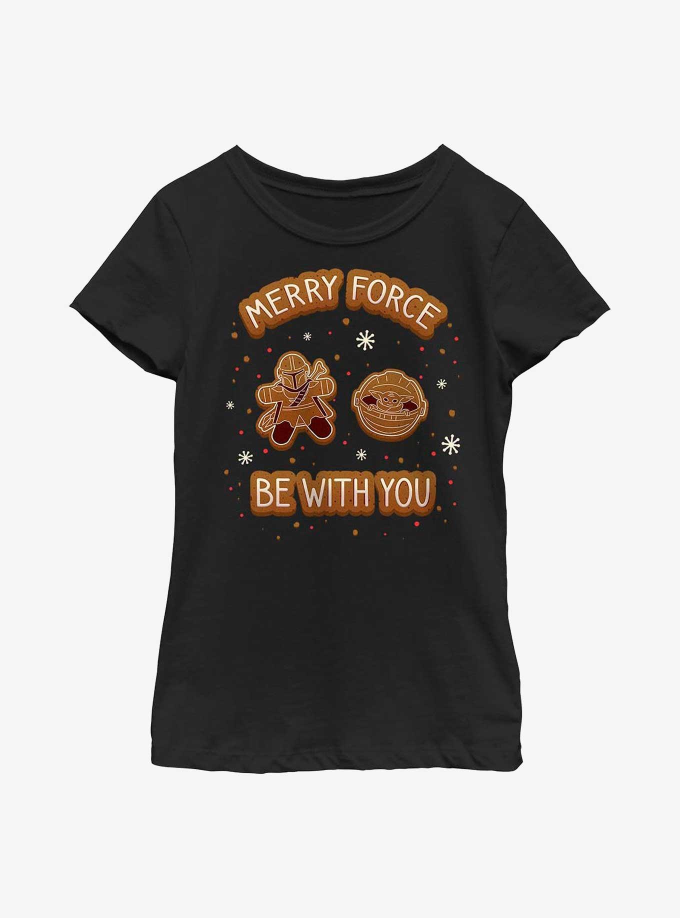 Star Wars The Mandalorian Merry Force Be With You Cookies Youth Girls T-Shirt, , hi-res