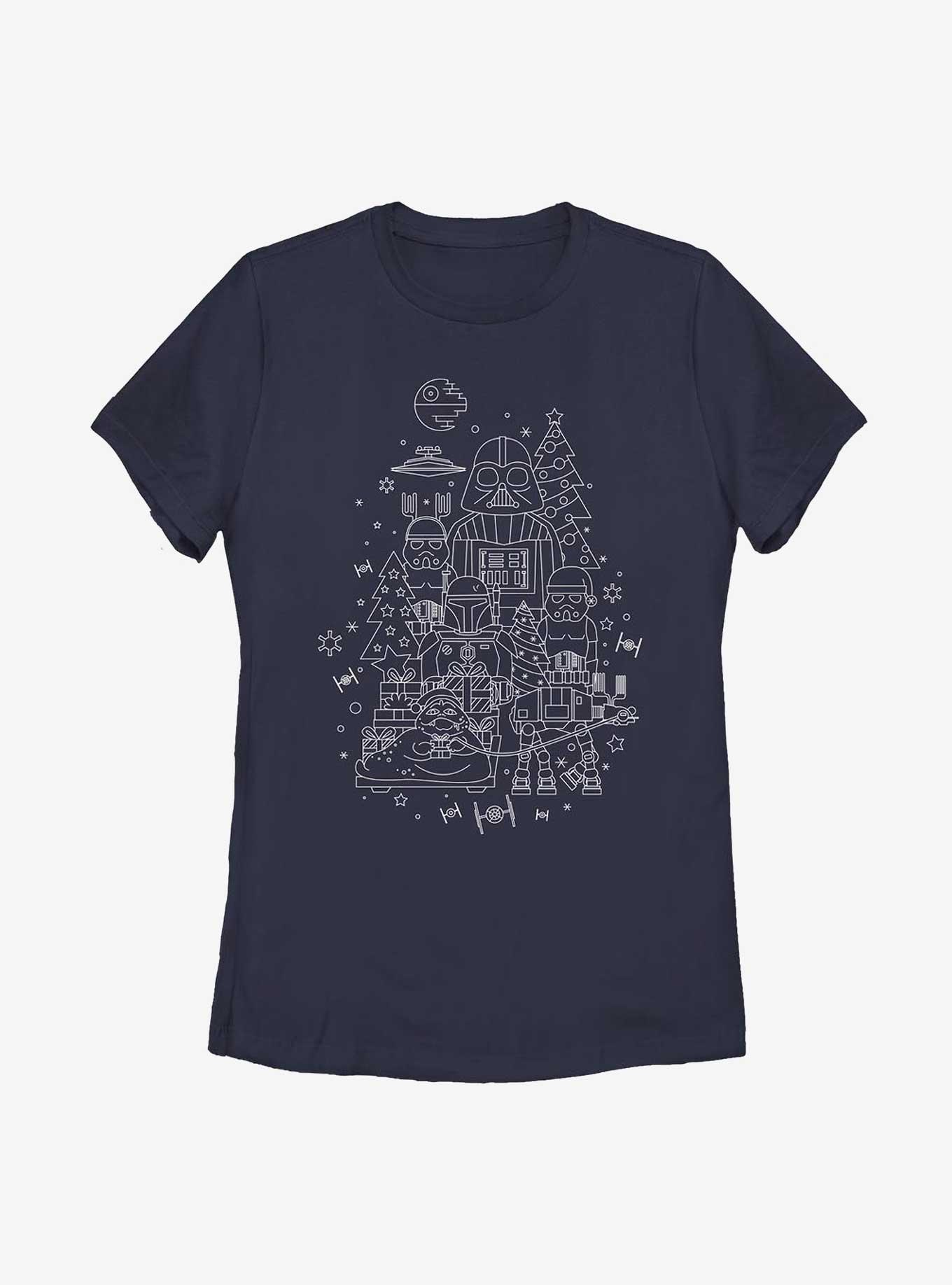 Star Wars Dark Side Monoline Christmas Womens T-Shirt, NAVY, hi-res