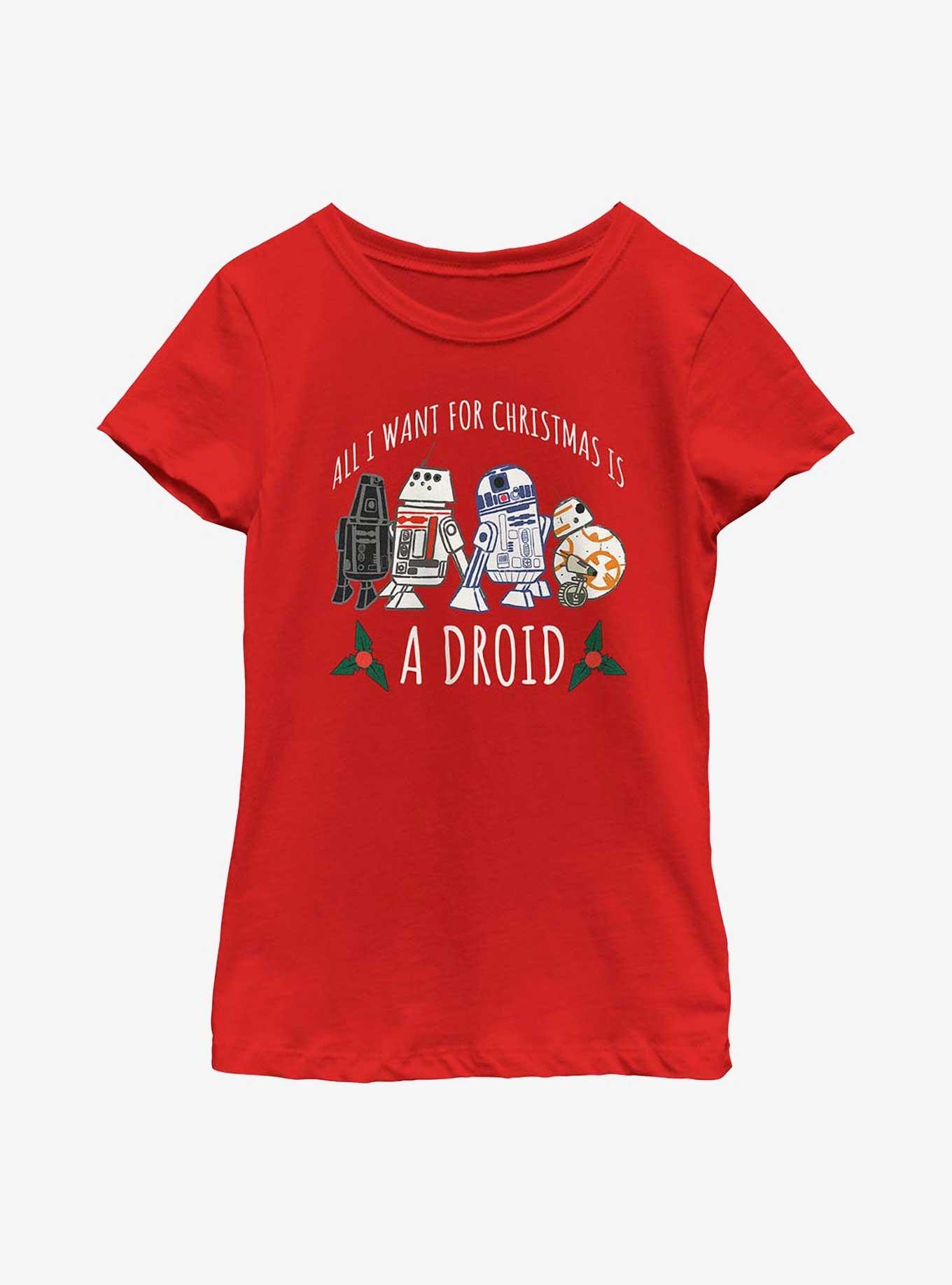 Star Wars Want For Christmas Is A Droid Youth Girls T-Shirt, , hi-res