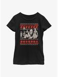 Star Wars Rebellion Ugly Sweater Pattern Youth Girls T-Shirt, BLACK, hi-res