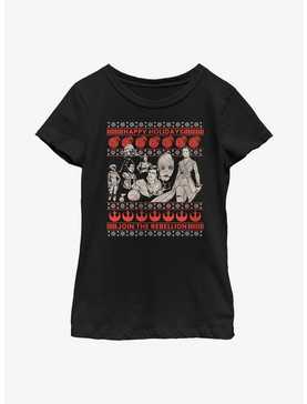 Star Wars Rebellion Ugly Sweater Pattern Youth Girls T-Shirt, , hi-res