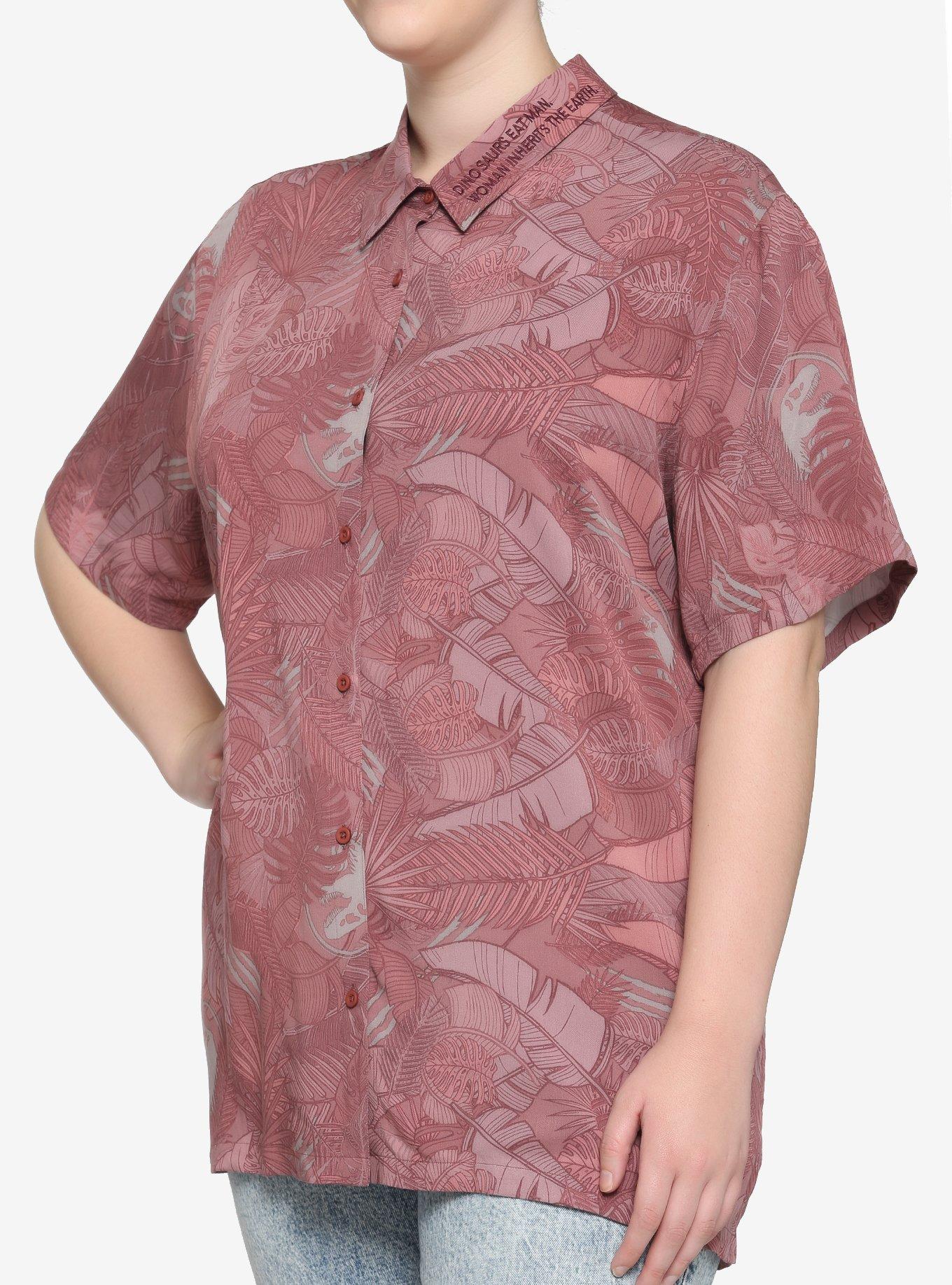 Her Universe Jurassic World Ellie Foliage Resort Woven Button-Up Plus Size, MULTI, hi-res