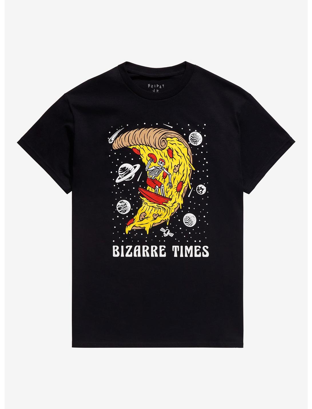 Bizzare Times Surfing Pizza T-Shirt, CHARCOAL, hi-res