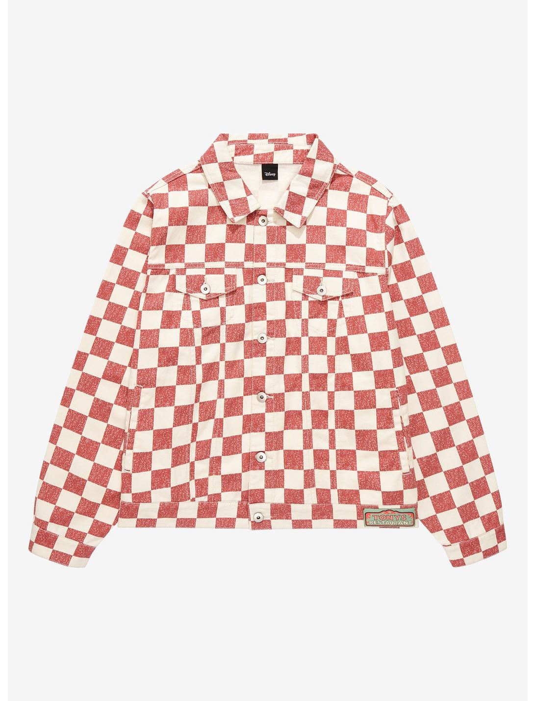 Disney Lady and the Tramp Tony's Restaurant Checkered Plus Size Denim Jacket - BoxLunch Exclusive, MULTI, hi-res